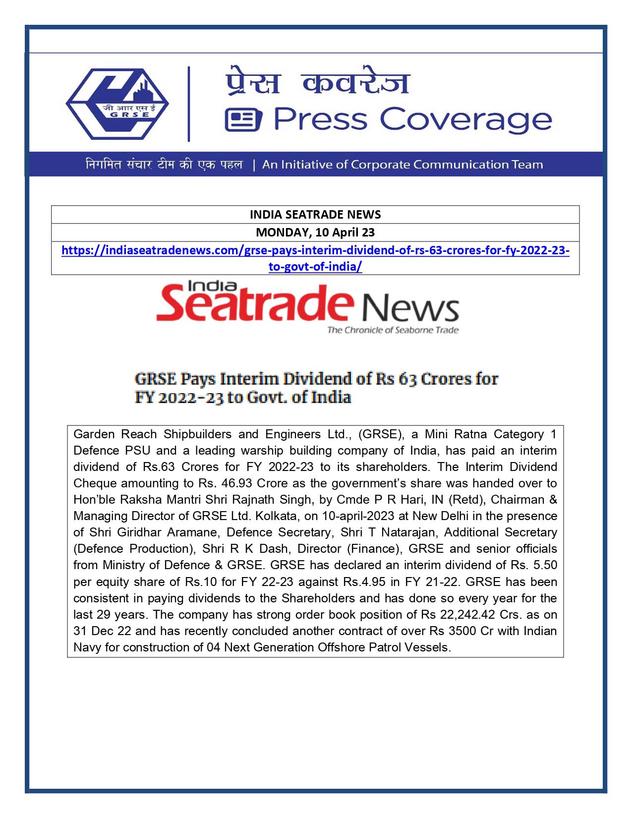 India Seatrade News 10 Apr 23